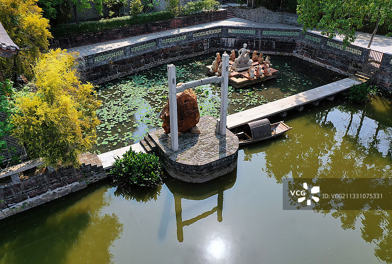 广东省东莞市石碣镇袁崇焕纪念园航拍图片素材