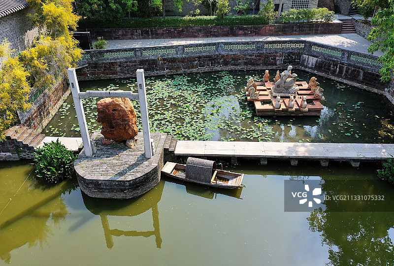 广东省东莞市石碣镇袁崇焕纪念园航拍图片素材