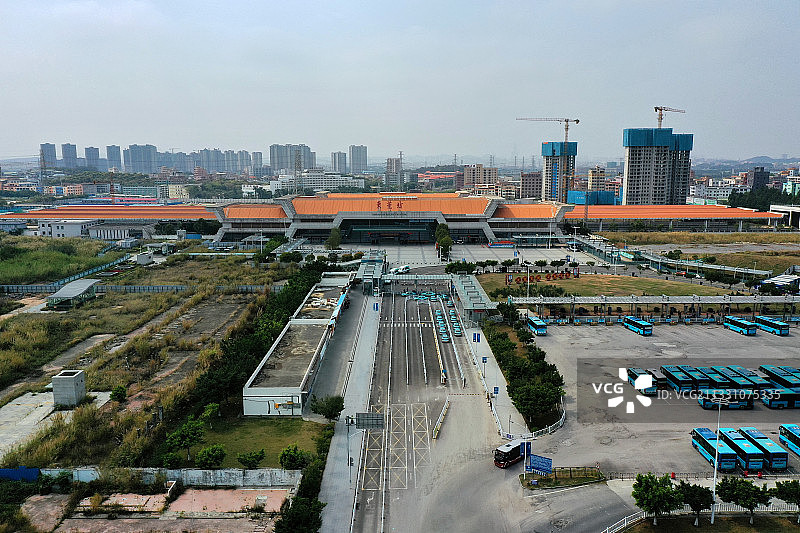 广东省东莞市石龙镇东莞火车站航拍图片素材