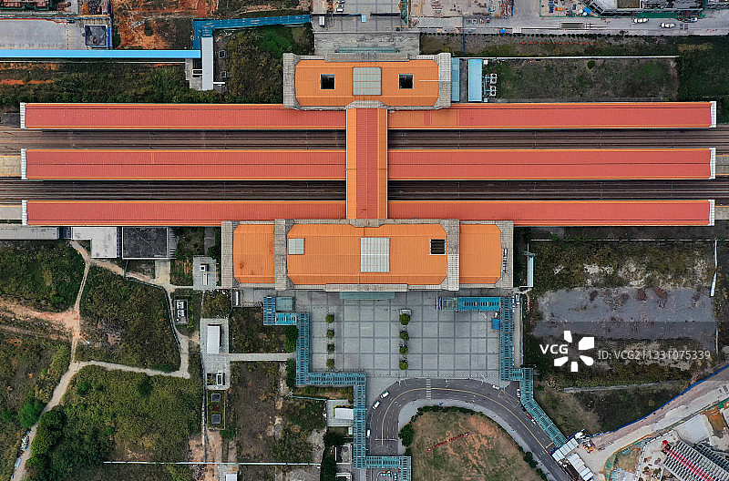 广东省东莞市石龙镇东莞火车站航拍图片素材