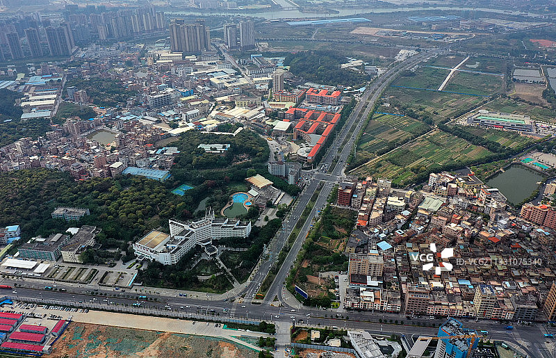 广东省东莞市石龙镇东莞火车站航拍图片素材