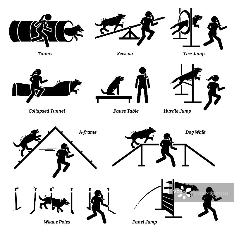 敏捷犬比赛图标合集图片素材