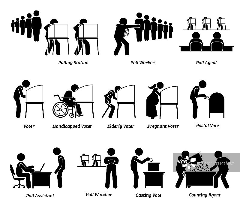 选民在投票站投票图片素材