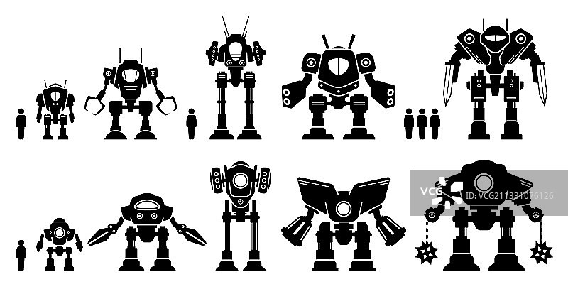 巨型机甲机器人或战斗机器人套装图片素材