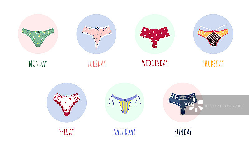 一周可爱现代女士内裤系列图片素材