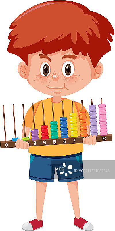男孩拿着算盘卡通人物图片素材