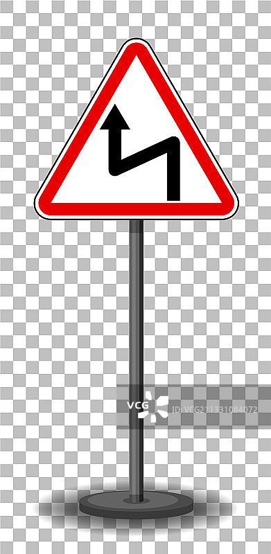 带支架的向左急弯标志图片素材