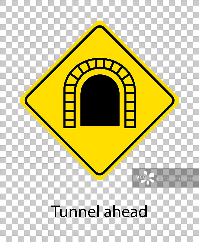 透明背景上的黄色交通警告标志图片素材