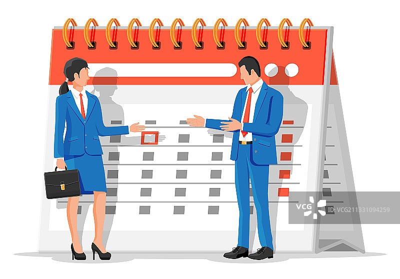 带有商务人士的纸质日历图片素材