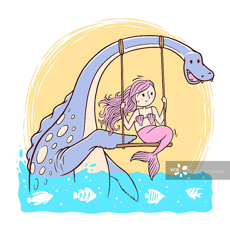 美人鱼和尼斯湖水怪图片素材