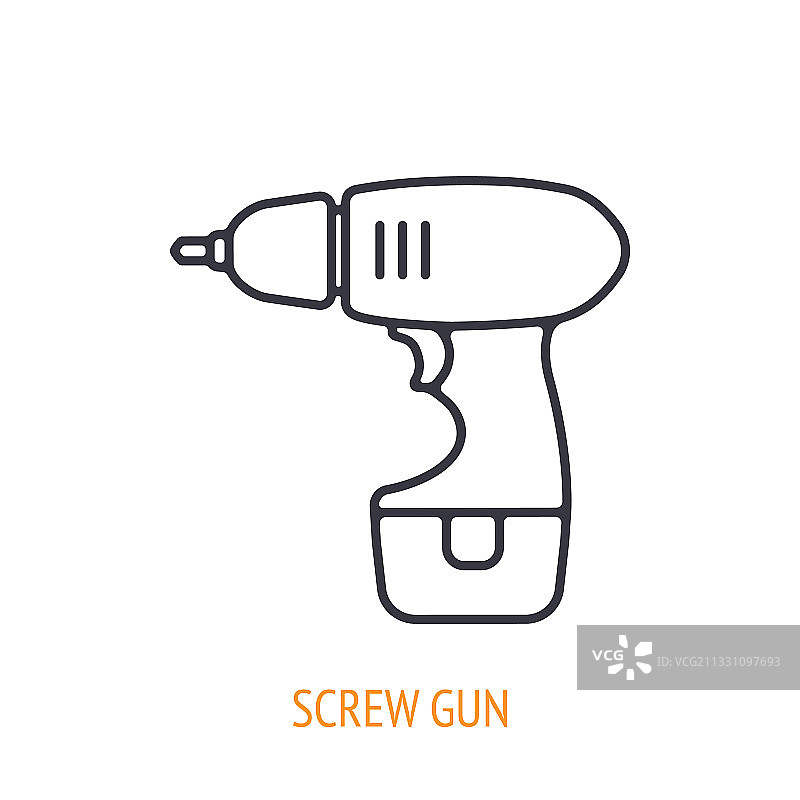 螺丝枪或电钻线框图标图片素材