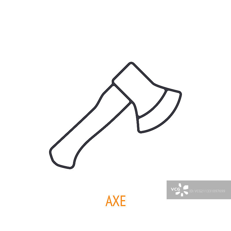木柄斧头轮廓图标图片素材