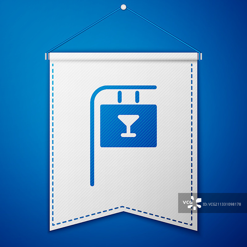 带有酒吧图标的蓝色街道标志牌图片素材