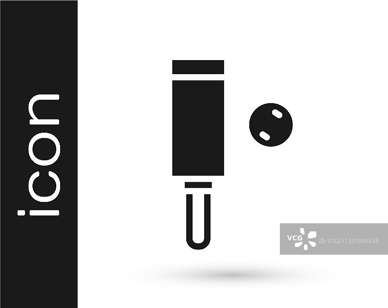 黑色木制板球拍和球图标图片素材