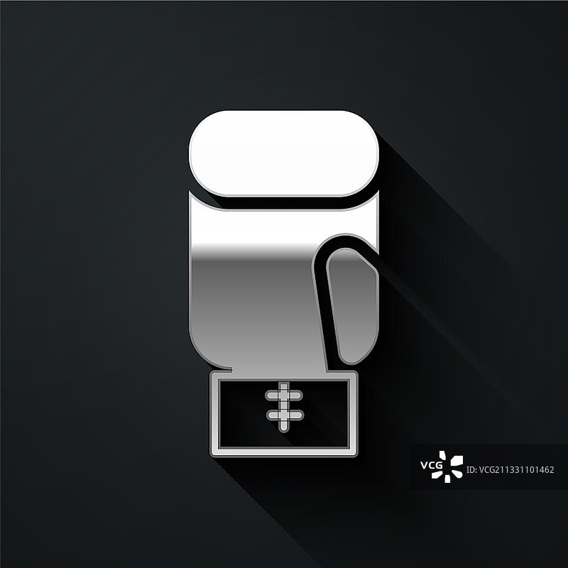 在黑色背景下隔离的银色拳击手套图标图片素材