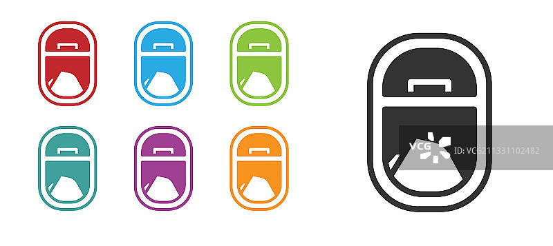 黑色飞机舷窗图标，白色背景隔离图片素材