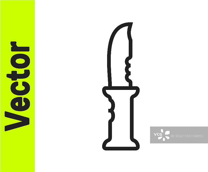 白色背景上的黑色线条军用刀具图标图片素材