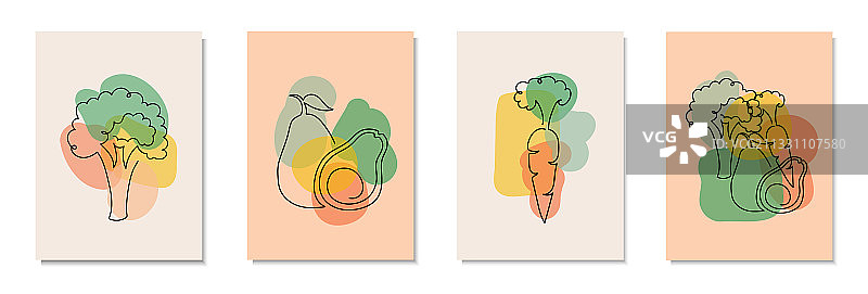 手绘线性风格蔬菜套装图片素材