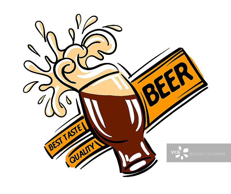 带有泡沫飞溅的啤酒杯Logo图片素材