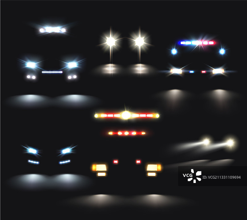 车头灯写实组合图片素材