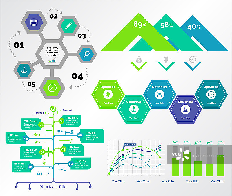 五种咨询图表模板图片素材