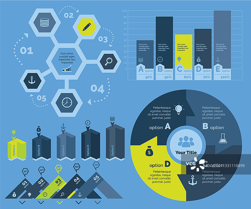 五个营销图表模板集图片素材