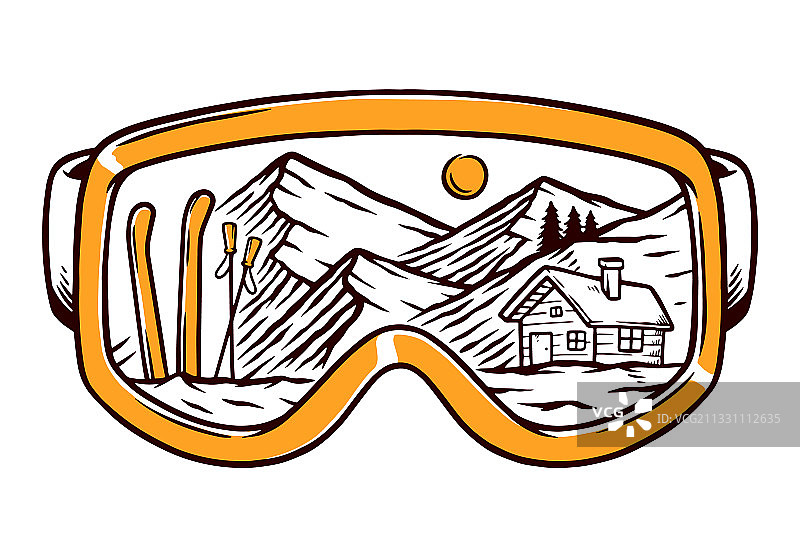滑雪镜线条图片素材