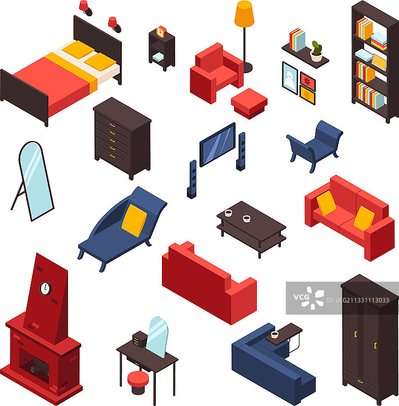 客厅家具图标集图片素材