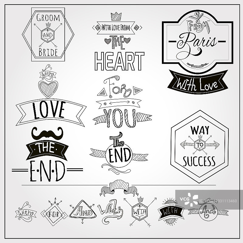 复古涂鸦标语徽章白板图片素材