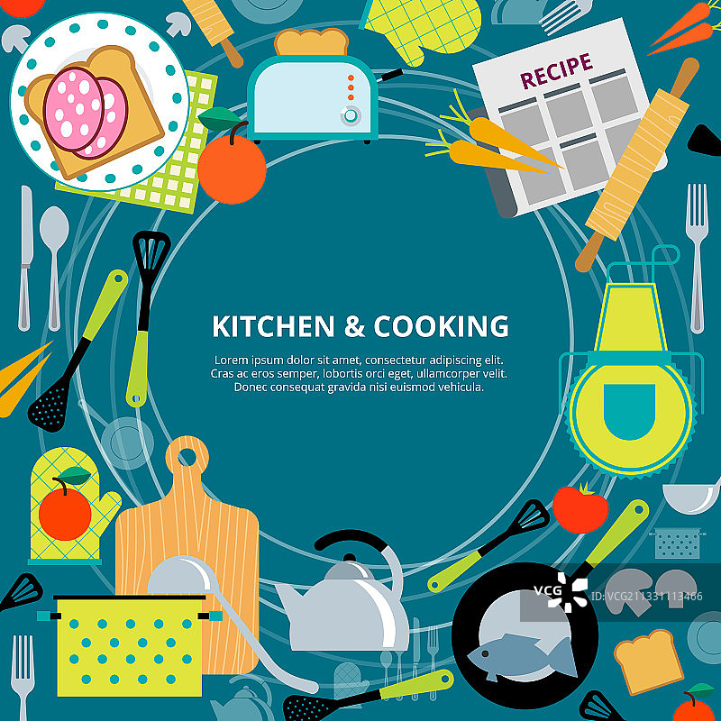 厨房家常菜烹饪概念海报图片素材