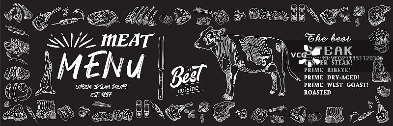 餐厅和咖啡馆牛排菜单宣传单图片素材