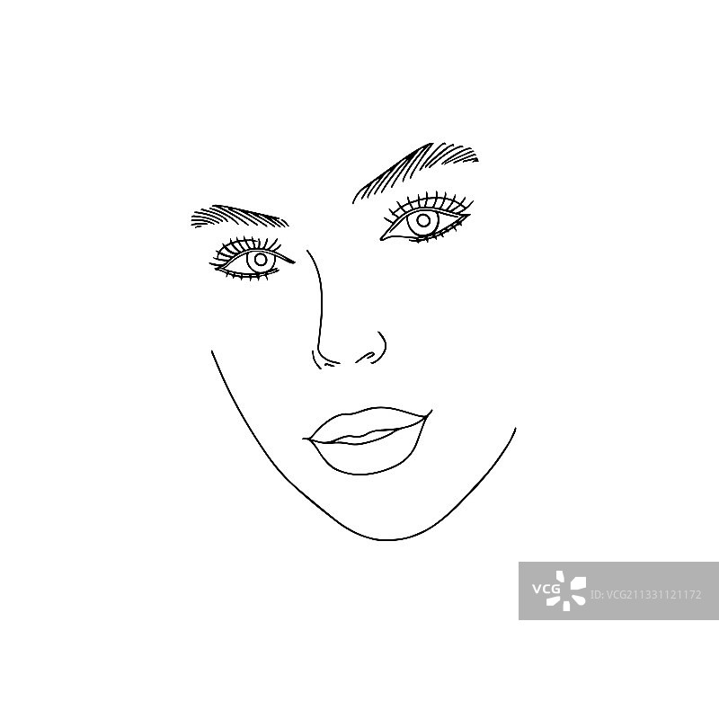 线条艺术抽象美丽女性面部7图片素材