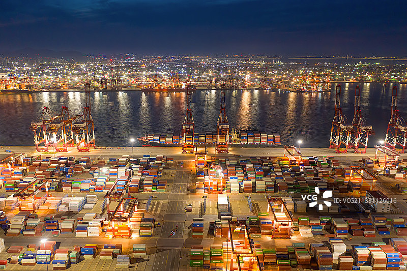 商用码头夜景图片素材