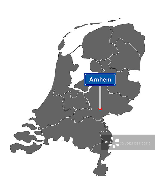 带有路标阿纳姆的荷兰地图图片素材
