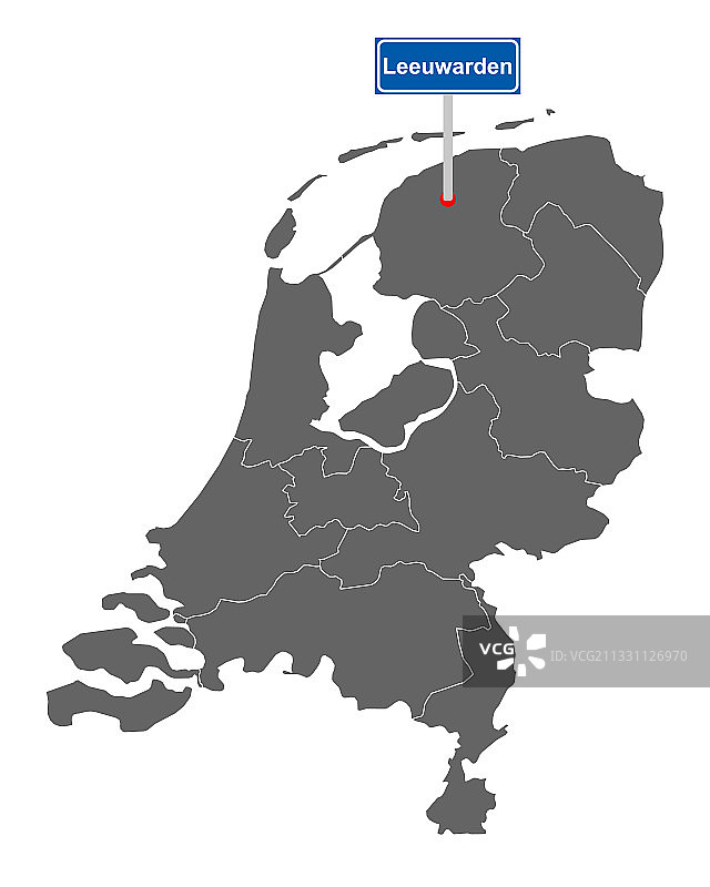 带有路标吕伐登的荷兰地图图片素材