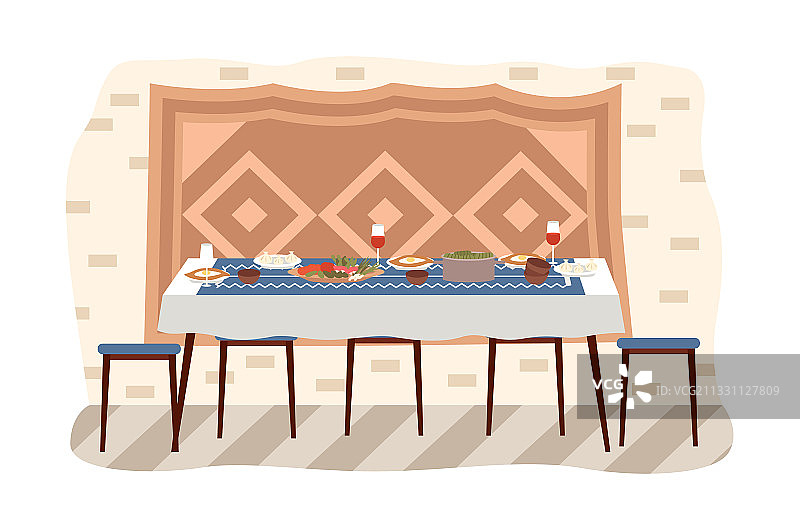 格鲁吉亚风格室内设计的餐厅图片素材