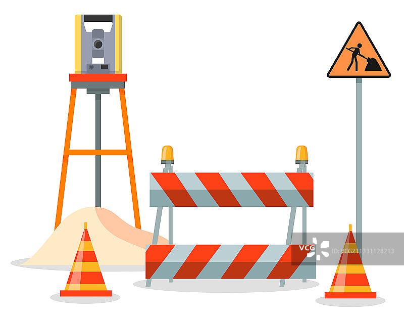 道路维修扁平风格素材图片素材