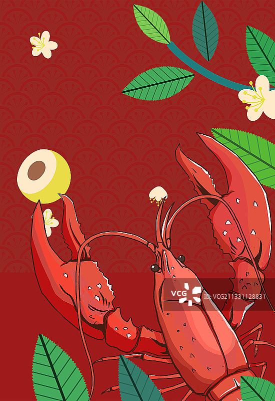 美食节小龙虾节日包装喜庆涂鸦风插画图片素材