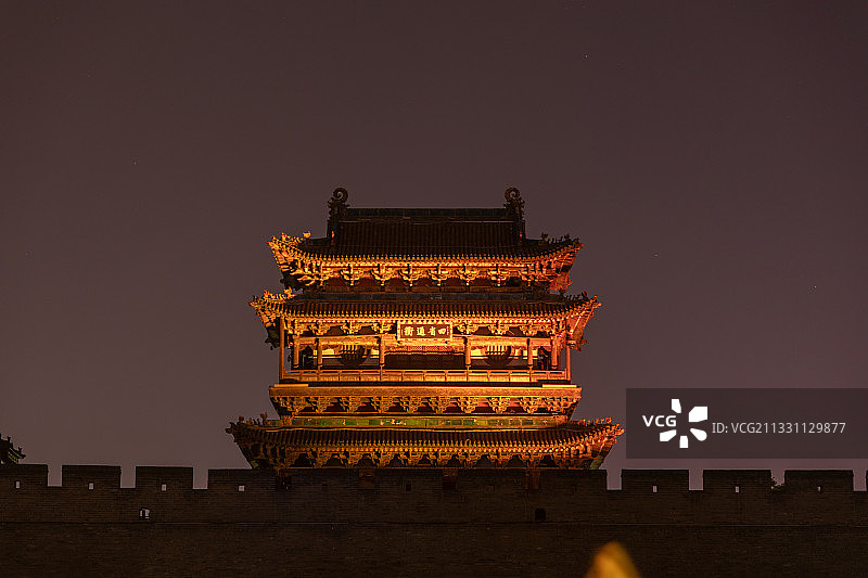 山西晋中平遥古城灯光秀图片素材