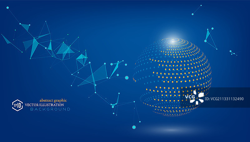 粒子点组合成的地球，抽象矢量高科技全球化贸易商业背景图片素材