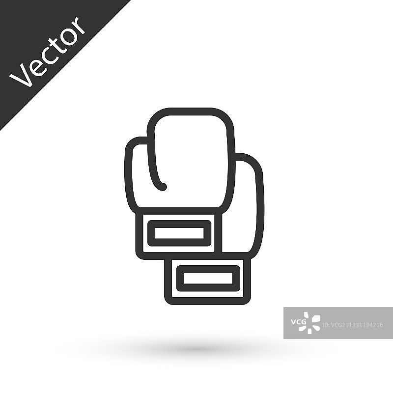 灰色线条拳击手套图标，白色背景图片素材