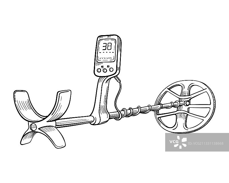 金属探测器手绘草图图片素材