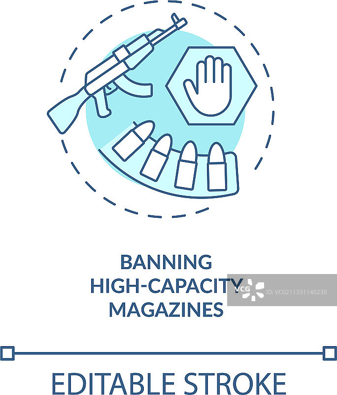 禁用高容量弹匣绿松石概念图标图片素材