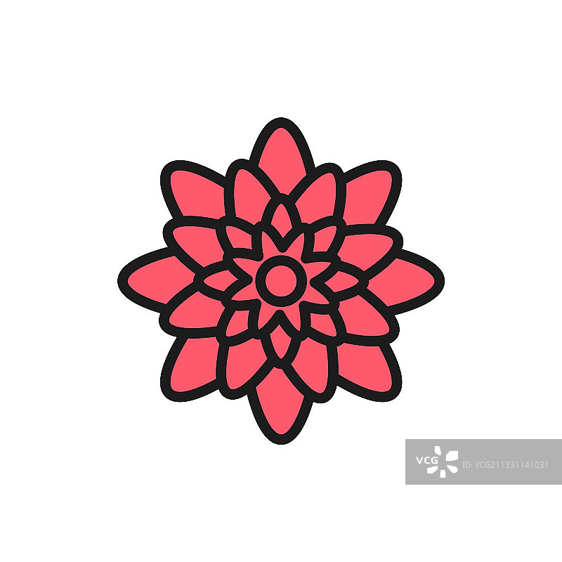 龙舌兰墨西哥花卉扁平风格线条图标图片素材