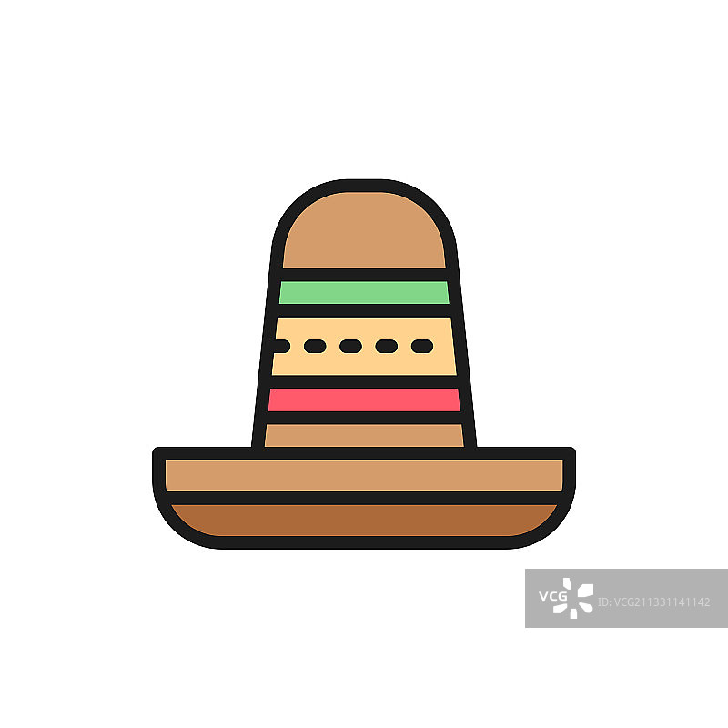 墨西哥草帽纯色线条图标图片素材