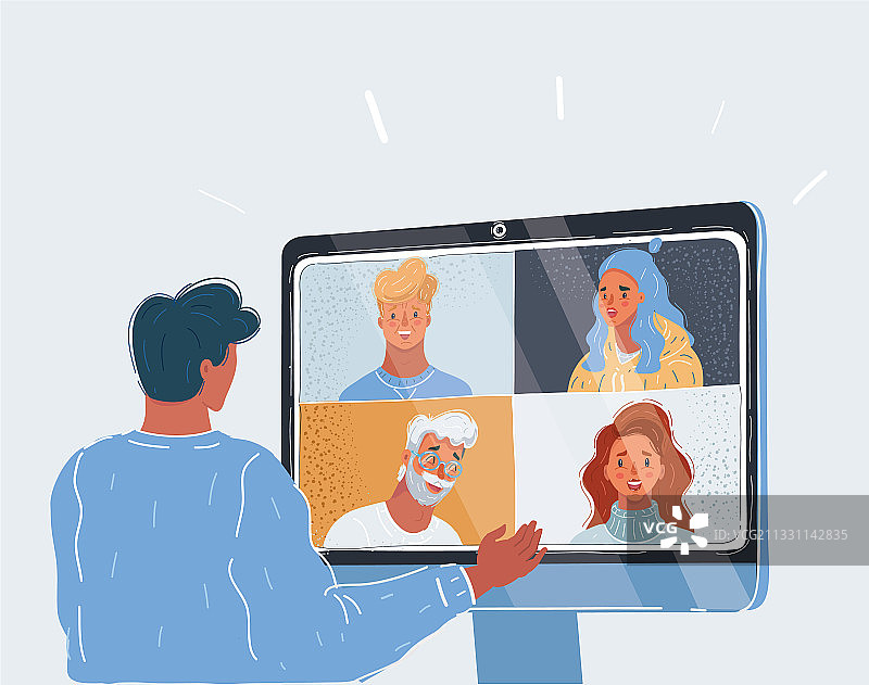 男人在线参加会议图片素材