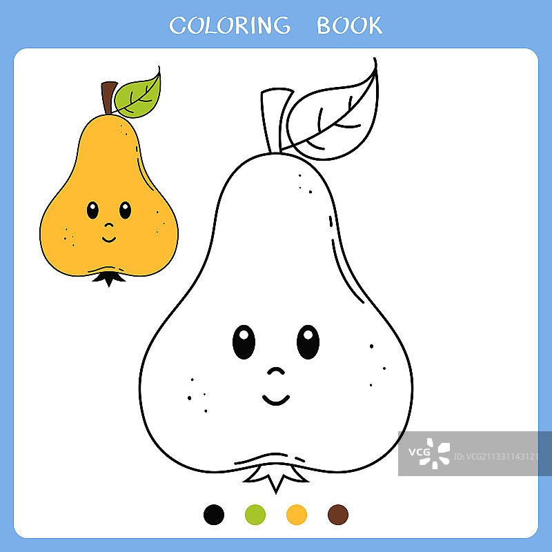 可爱梨子填色书图片素材