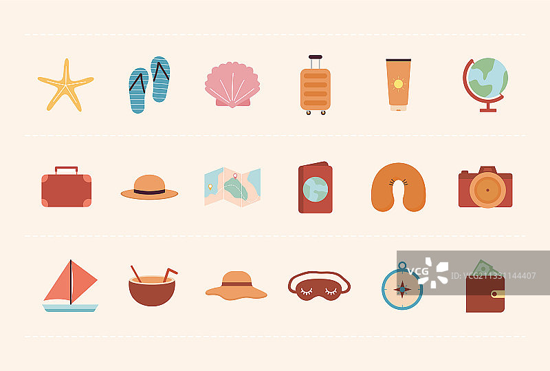 米色背景上的探险图标图片素材