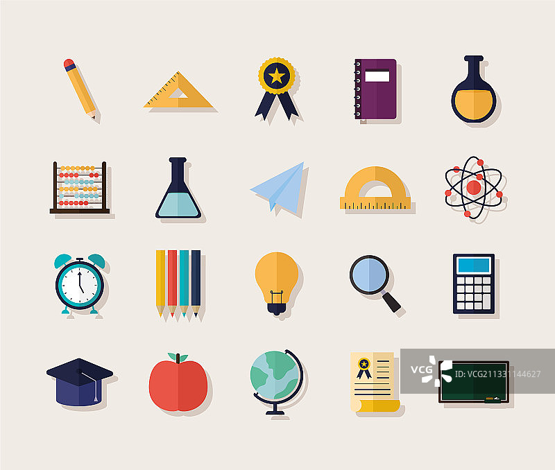 米色背景上的文具用品图片素材