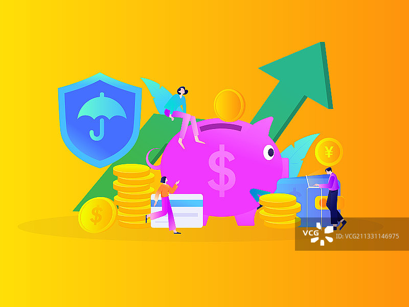 互联网金融理财投资扁平矢量概念运营插画图片素材